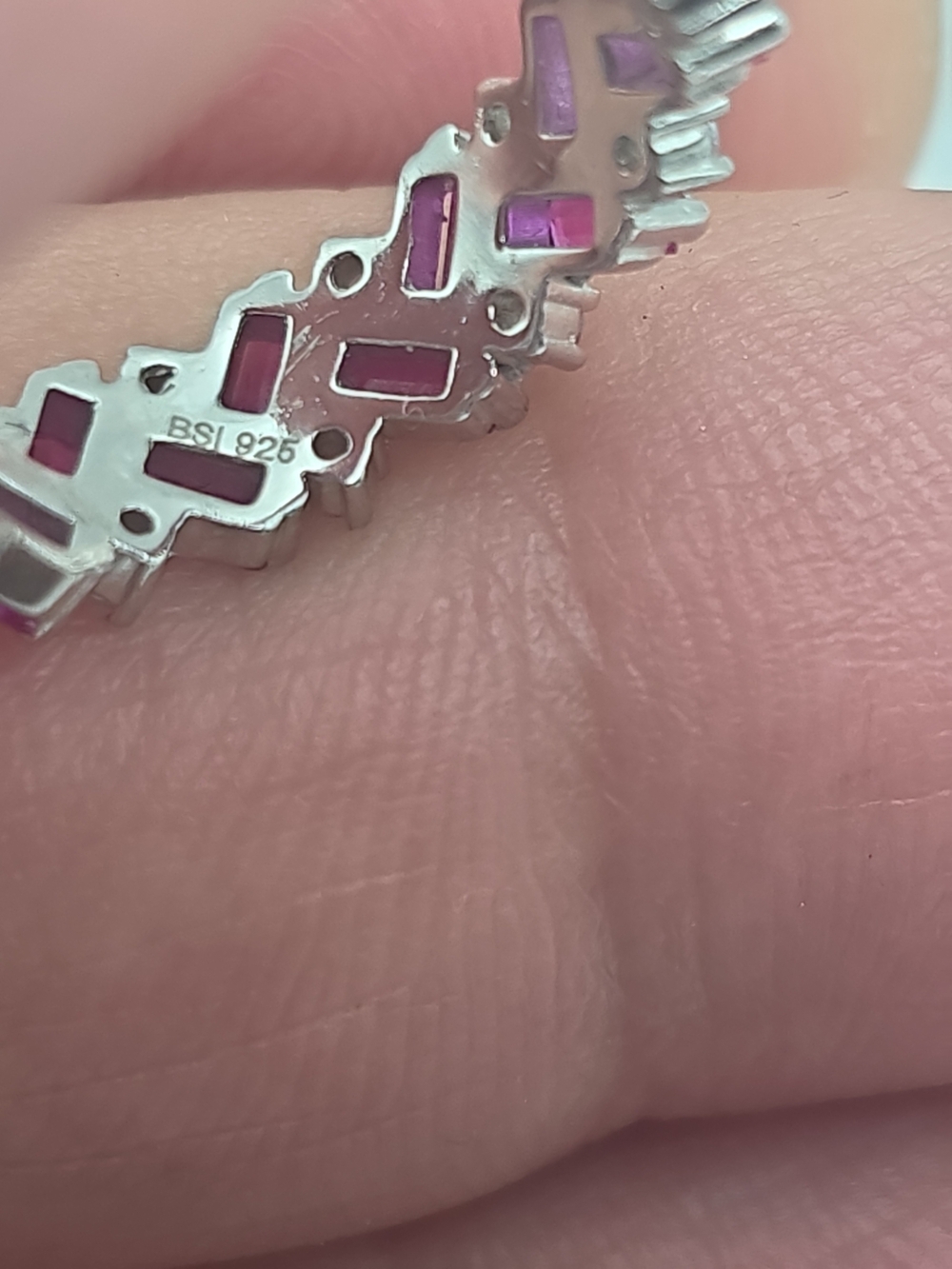Sterling Silver 925 Ring with Pink Baguette Stones and Clear Accents - Picture 3 of 9